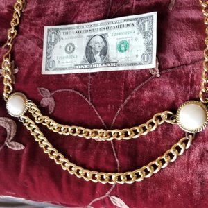 GOLD LOOKING CHAIN  JEWELRY/BELT WITH PEARL LIKE ACCENTS